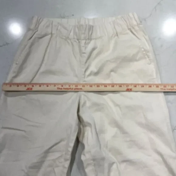 J Crew Womens Sz L Astrid Wide Leg Chino Pull On Pant in Natural Ivory Pockets - Picture 5 of 12